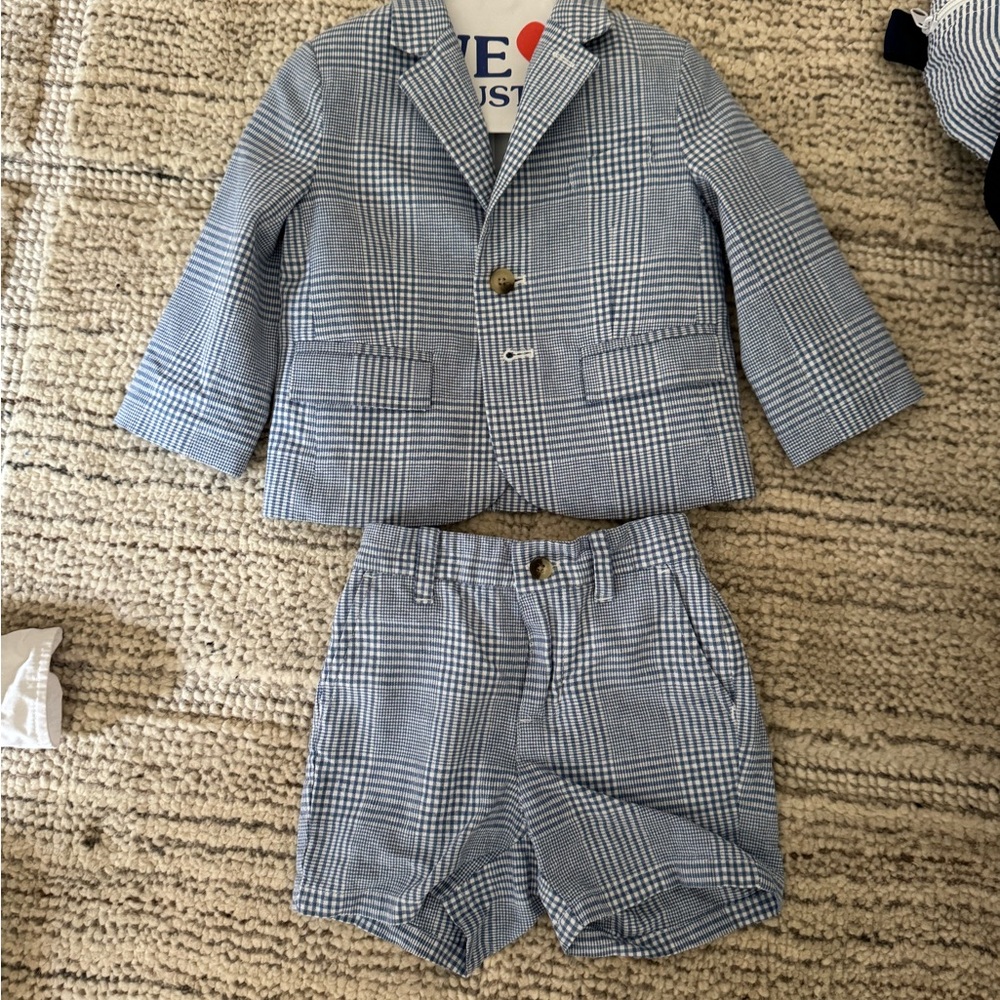 Janie and Jack Blue Checkered Blazer